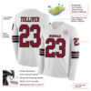 Custom White Crimson-Black Long Sleeve Authentic Football Jersey