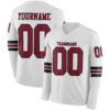 Custom White Crimson-Black Long Sleeve Authentic Football Jersey