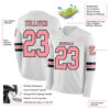 Custom White Medium Pink-Black Long Sleeve Authentic Football Jersey