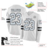 Custom White Silver-Black Long Sleeve Authentic Football Jersey