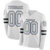 Custom White Silver-Black Long Sleeve Authentic Football Jersey