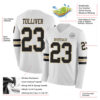 Custom White Black-Vegas Gold Long Sleeve Authentic Football Jersey