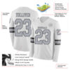 Custom White Gray-Steel Gray Long Sleeve Authentic Football Jersey