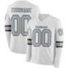 Custom White Gray-Steel Gray Long Sleeve Authentic Football Jersey