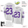 Custom White Purple Long Sleeve Authentic Football Jersey