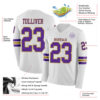 Custom White Purple-Old Gold Long Sleeve Authentic Football Jersey
