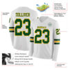 Custom White Green-Gold Long Sleeve Authentic Football Jersey