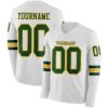 Custom White Green-Gold Long Sleeve Authentic Football Jersey