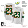 Custom White Green-Orange Long Sleeve Authentic Football Jersey