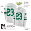 Custom White Kelly Green Long Sleeve Authentic Football Jersey
