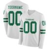 Custom White Kelly Green Long Sleeve Authentic Football Jersey