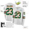 Custom White Kelly Green-Orange Long Sleeve Authentic Football Jersey