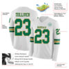 LongSleeve1042-1 Custom White Kelly Green-Old Gold Long Sleeve Authentic Football Jersey