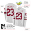 Custom White Crimson Long Sleeve Authentic Football Jersey