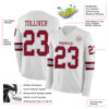 Custom White Crimson-Gray Long Sleeve Authentic Football Jersey