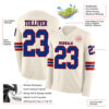 Custom Cream Royal-Red Long Sleeve Authentic Football Jersey