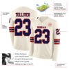 Custom Cream Navy-Red Long Sleeve Authentic Football Jersey