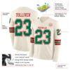 Custom Cream Kelly Green-Red Long Sleeve Authentic Football Jersey