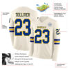 Custom Cream Royal-Yellow Long Sleeve Authentic Football Jersey