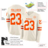 Custom Cream Orange Long Sleeve Authentic Football Jersey