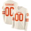 Custom Cream Orange Long Sleeve Authentic Football Jersey