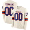 Custom Cream Royal-Orange Long Sleeve Authentic Football Jersey