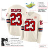 Custom Cream Red-Navy Long Sleeve Authentic Football Jersey