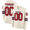 Custom Cream Red-Navy Long Sleeve Authentic Football Jersey