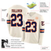 Custom Cream Navy-Orange Long Sleeve Authentic Football Jersey