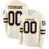 LongSleeve1067 Custom Cream Navy-Gold Long Sleeve Authentic Football Jersey