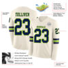 Custom Cream Navy-Neon Green Long Sleeve Authentic Football Jersey