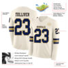 Custom Cream Navy-Old Gold Long Sleeve Authentic Football Jersey
