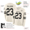 Custom Cream Black Long Sleeve Authentic Football Jersey