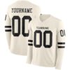 Custom Cream Black Long Sleeve Authentic Football Jersey