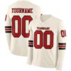Custom Cream Red-Black Long Sleeve Authentic Football Jersey