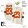 Custom Cream Orange-Black Long Sleeve Authentic Football Jersey