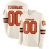 Custom Cream Orange-Black Long Sleeve Authentic Football Jersey