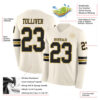Custom Cream Black-Old Gold Long Sleeve Authentic Football Jersey
