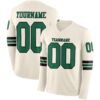 LongSleeve1079 Custom Cream Kelly Green-Black Long Sleeve Authentic Football Jersey