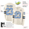 Custom Cream Light Blue-Black Long Sleeve Authentic Football Jersey
