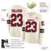 Custom Cream Crimson-Black Long Sleeve Authentic Football Jersey