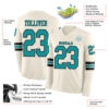 Custom Cream Teal-Black Long Sleeve Authentic Football Jersey