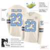Custom Cream Light Blue-Steel Gray Long Sleeve Authentic Football Jersey