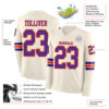 Custom Cream Purple-Orange Long Sleeve Authentic Football Jersey