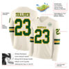 Custom Cream Green-Gold Long Sleeve Authentic Football Jersey