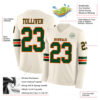 Custom Cream Green-Orange Long Sleeve Authentic Football Jersey
