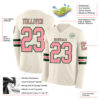 Custom Cream Medium Pink-Green Long Sleeve Authentic Football Jersey