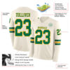 Custom Cream Kelly Green-Gold Long Sleeve Authentic Football Jersey