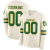 Custom Cream Kelly Green-Gold Long Sleeve Authentic Football Jersey