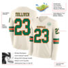 Custom Cream Kelly Green-Orange Long Sleeve Authentic Football Jersey